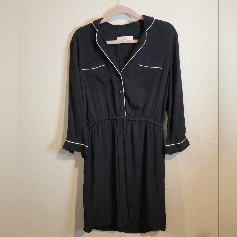 Loft by Ann Taylor Black and Ivory Pajama inspired Dress Size small